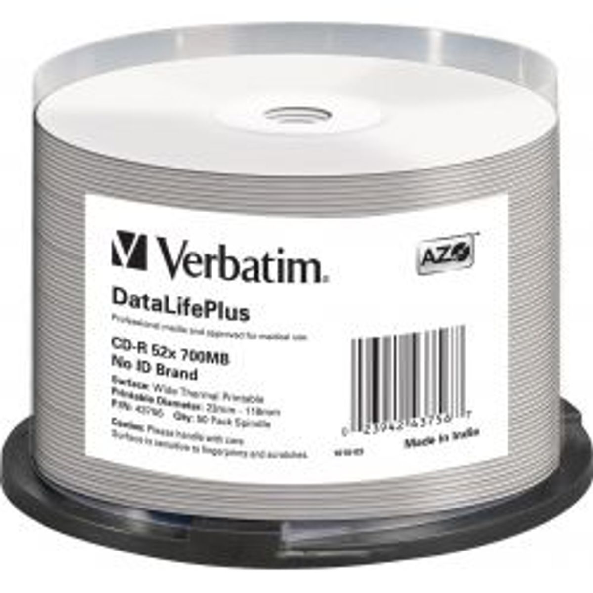 Verbatim Cd-r 52x700mb/80min 50-pack Wide Thermal Printable 23-118mm