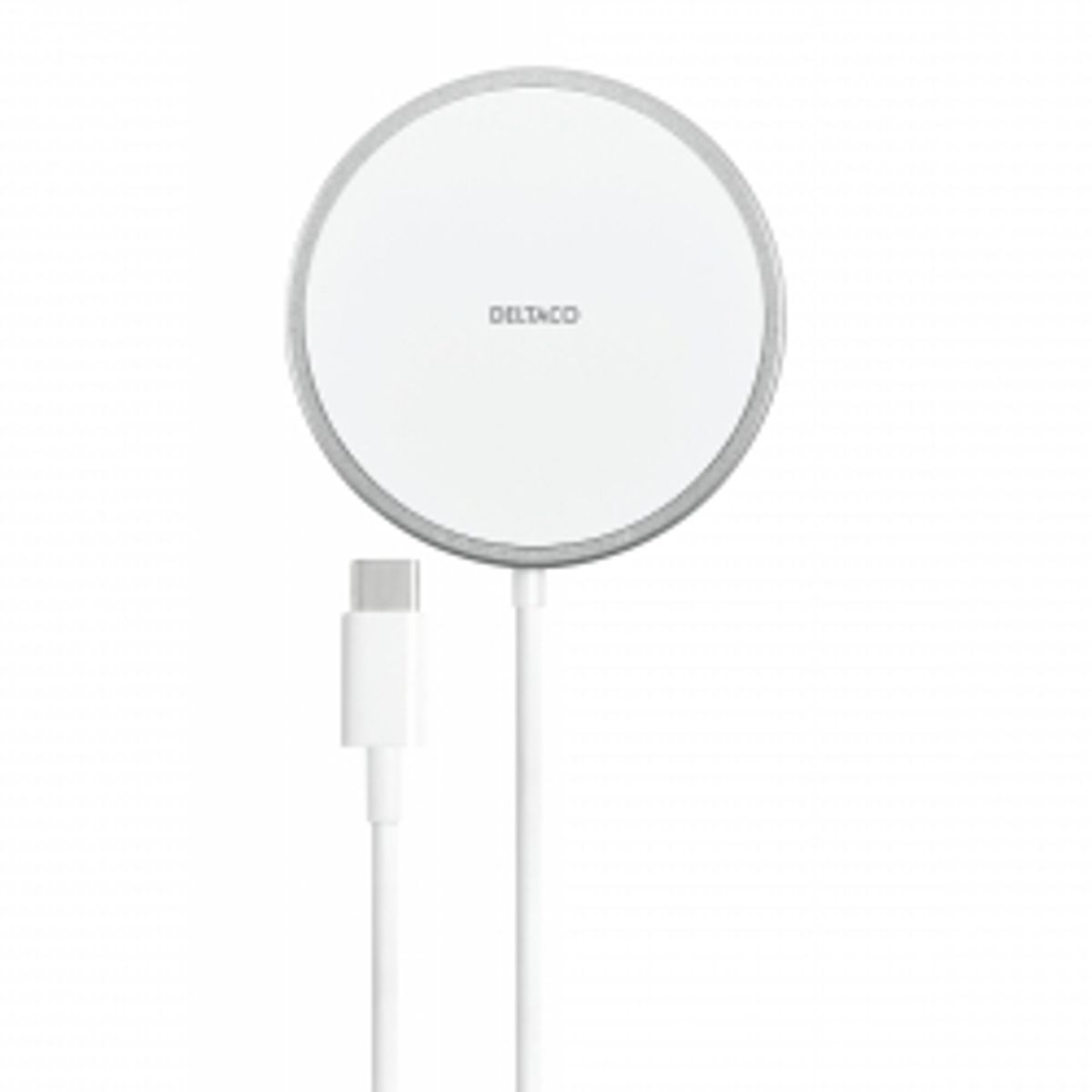 Deltaco Magnetic Wireless Charger, 15w, Usb-c, White/silv - Oplader