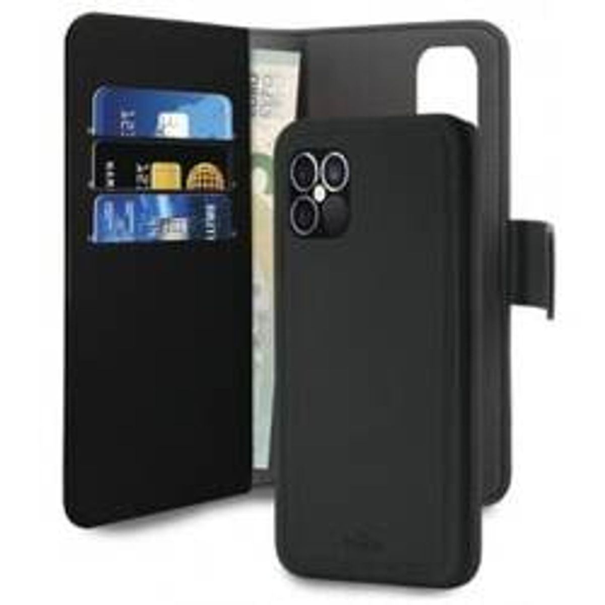 Puro Iphone 12 Pro Max Ecoleather Wallet Detach Black - Mobilcover