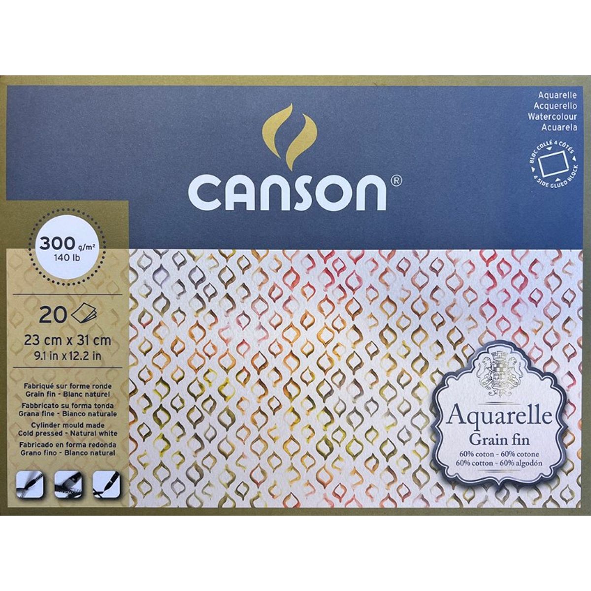 Aquarelle Canson Grain Torchon 20 ark 23x31 300g