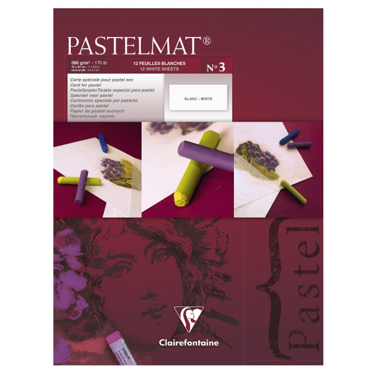 Clairefontaine Pastelmat No3 12 Ark 18x24 360g