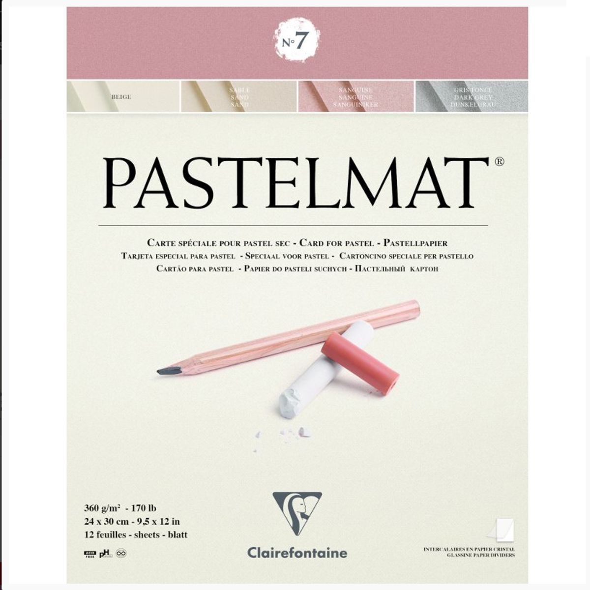 Clairefontaine Pastelmat No7 12 Ark 18x24 360g