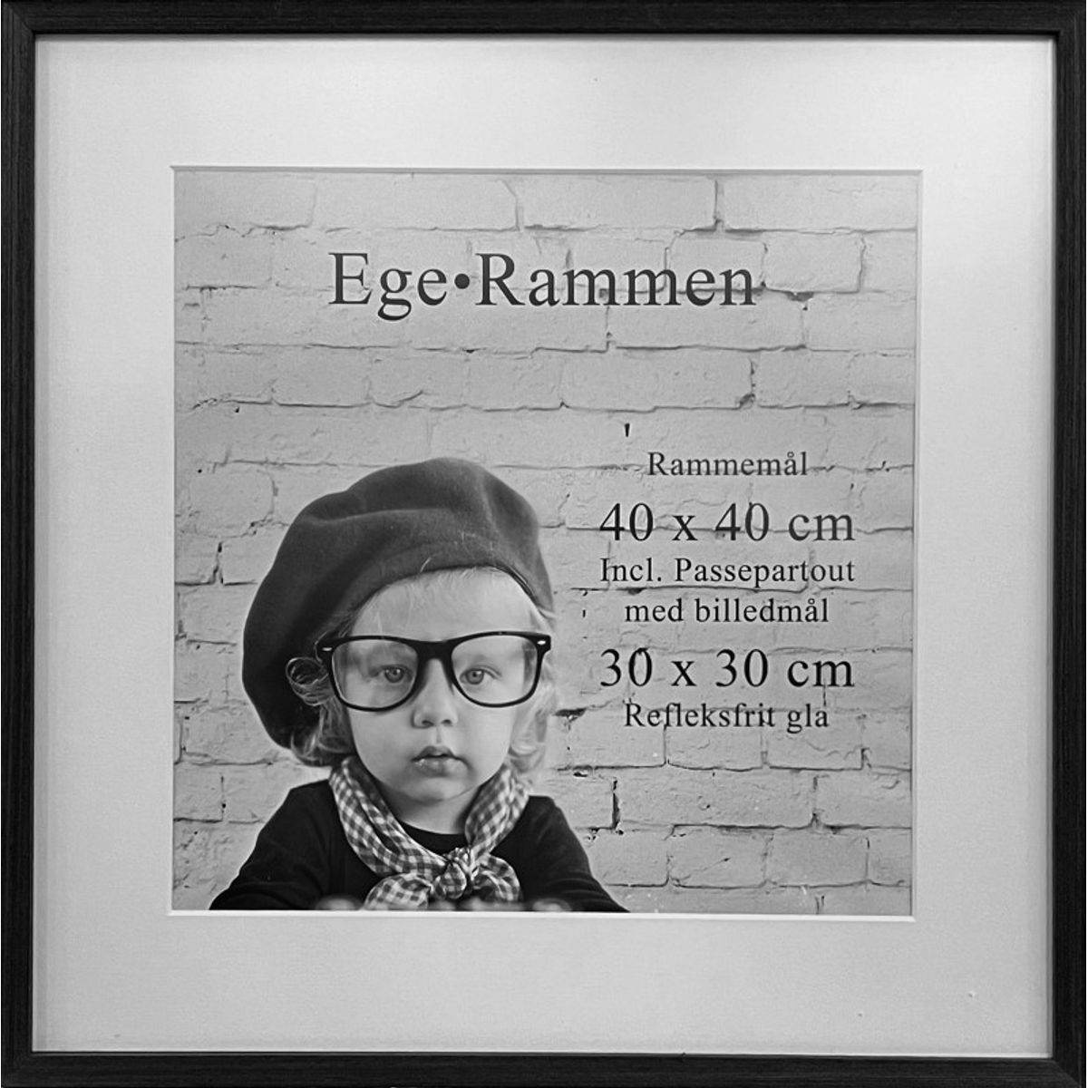 Ege Rammen Sort 40 x 40 - Incl Passepartout til 30x30