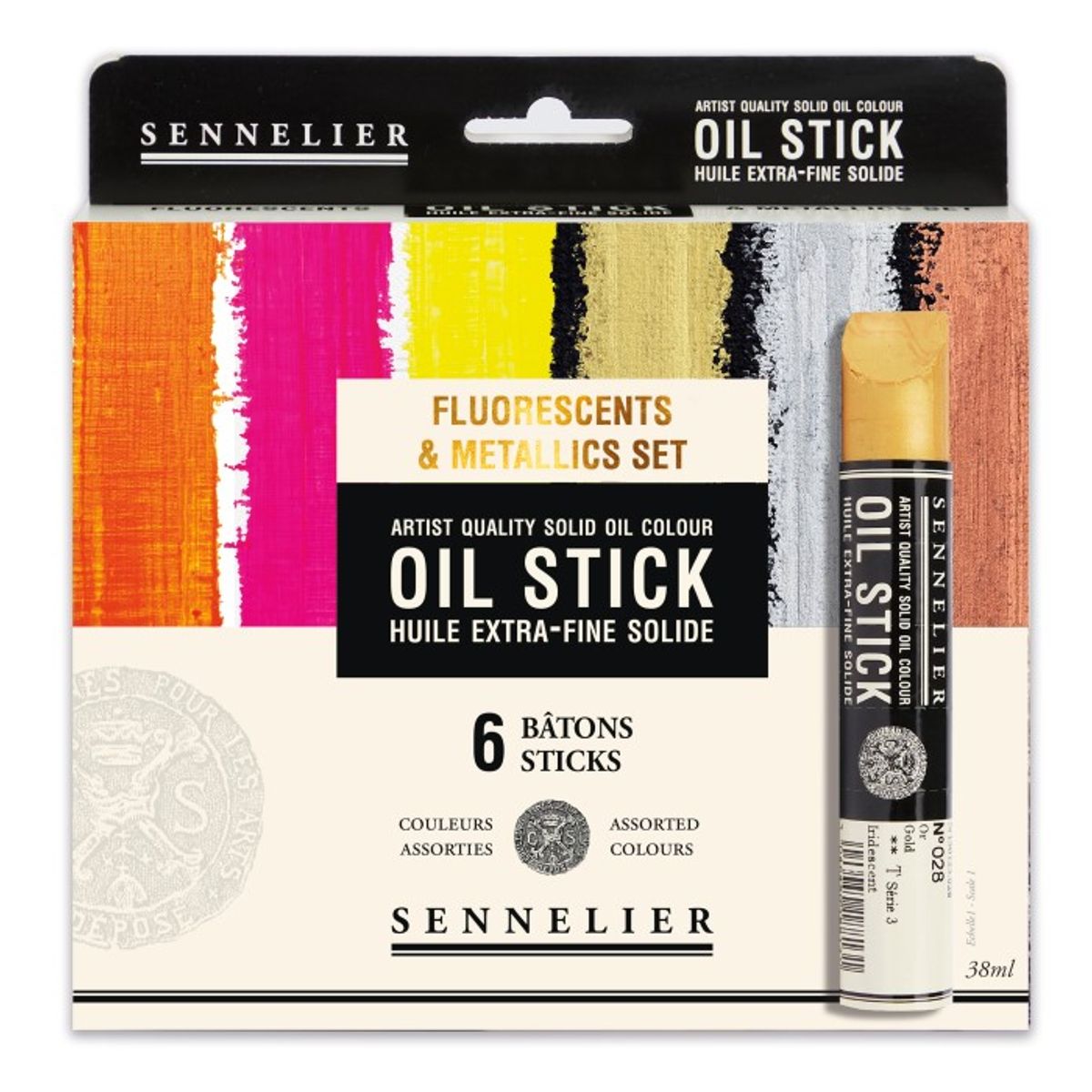 Sennelier Artist Oil Stick Set Of 6x38ml - Fluorescent And Metallic