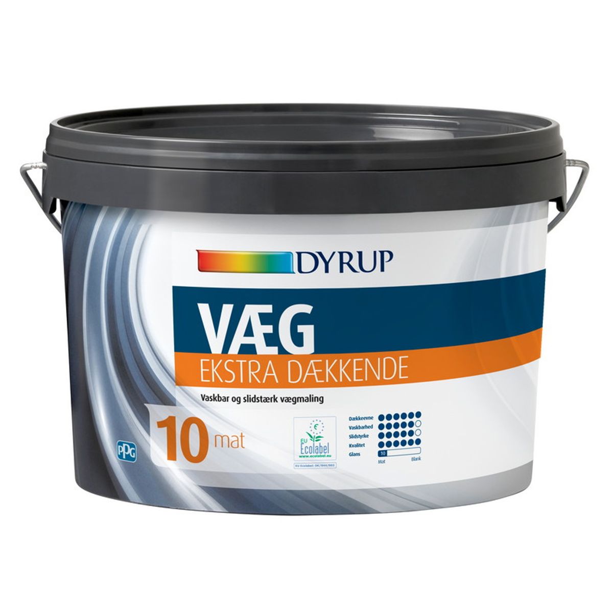 DYRUP Vægmaling Ekstra Dækkende Glans 10 Mat - 9 liter - Hvid (800)