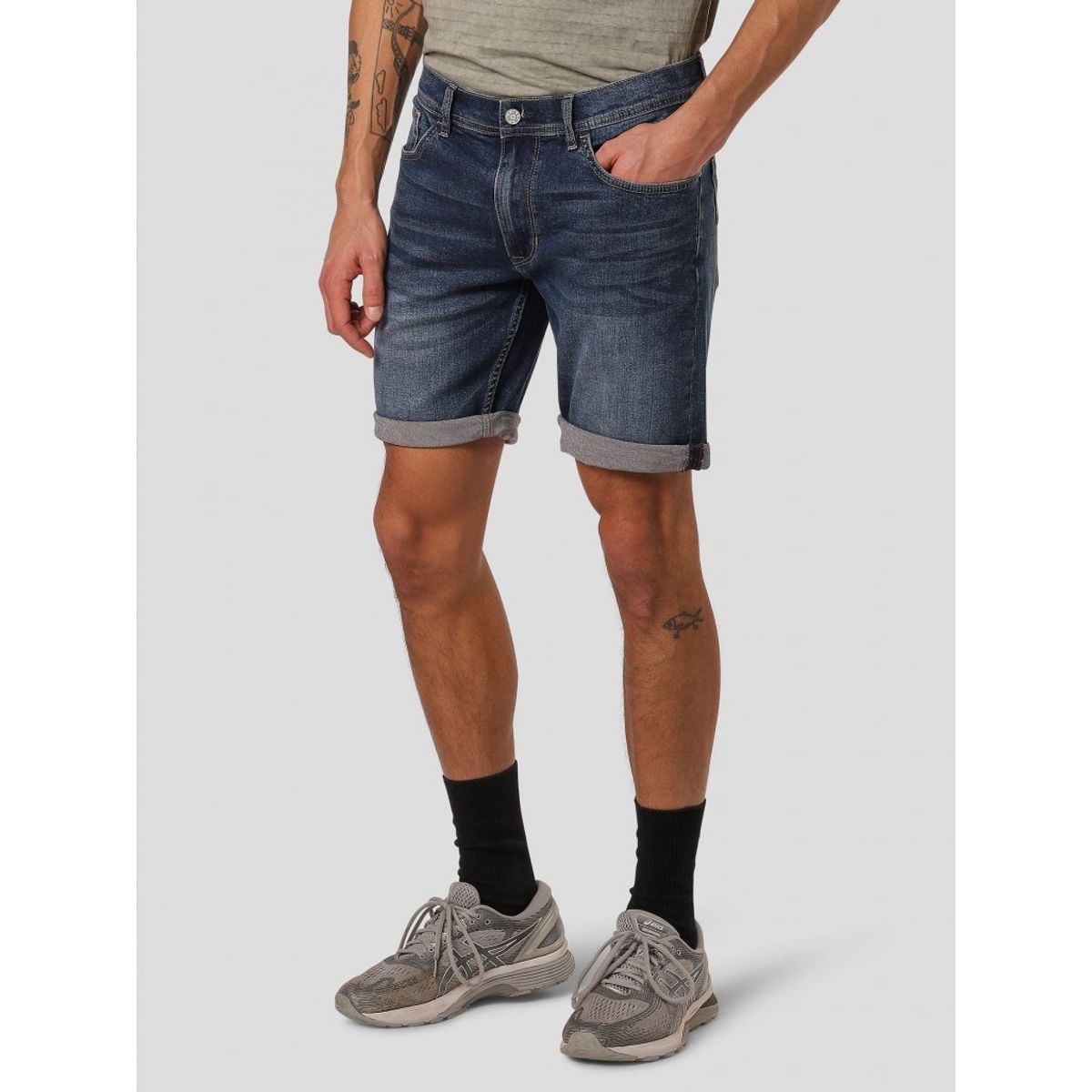 Marcus - Denim shorts i slidt blå - Herre - 30