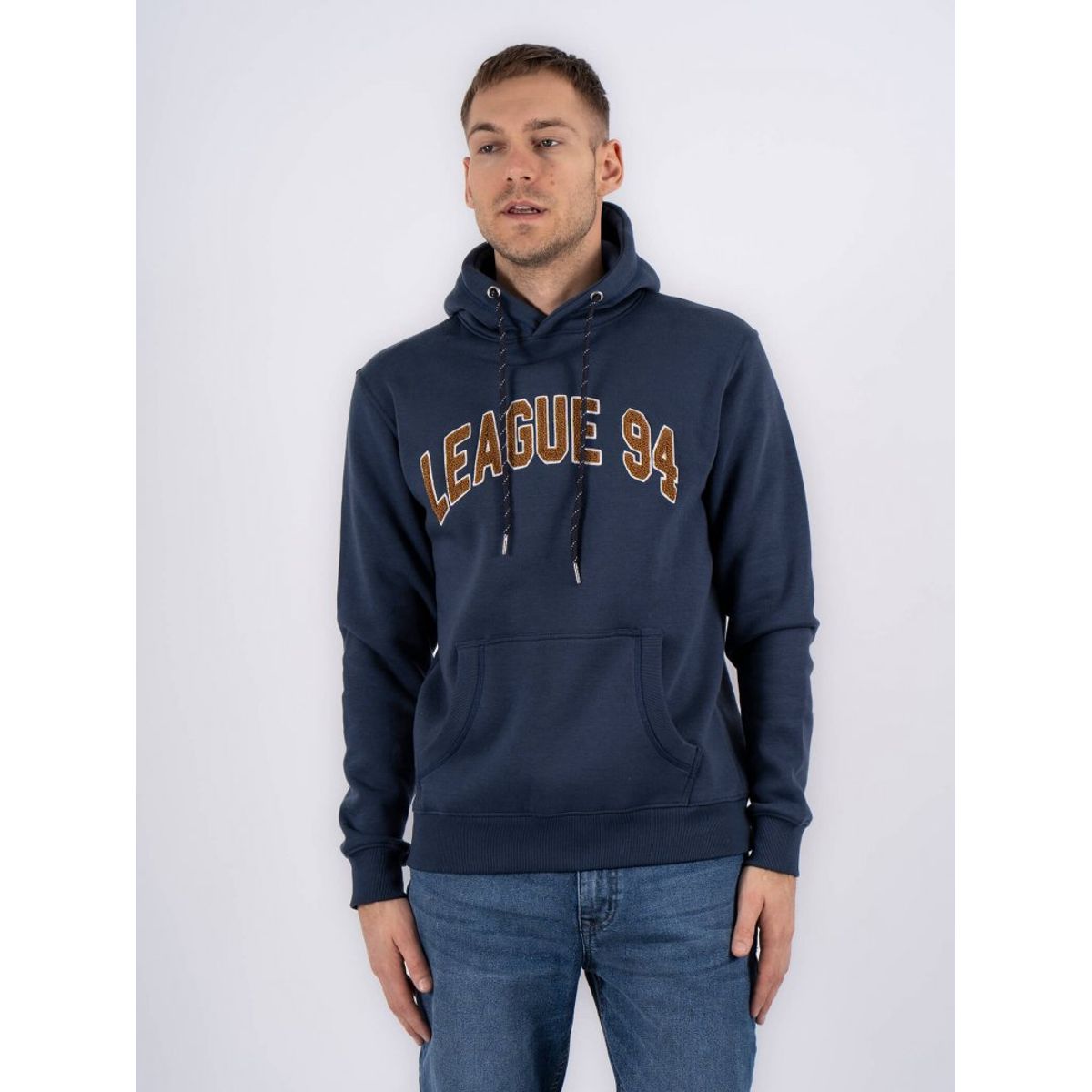 Marcus - Clint Hoodie med broderi i blå - Herre - Medium