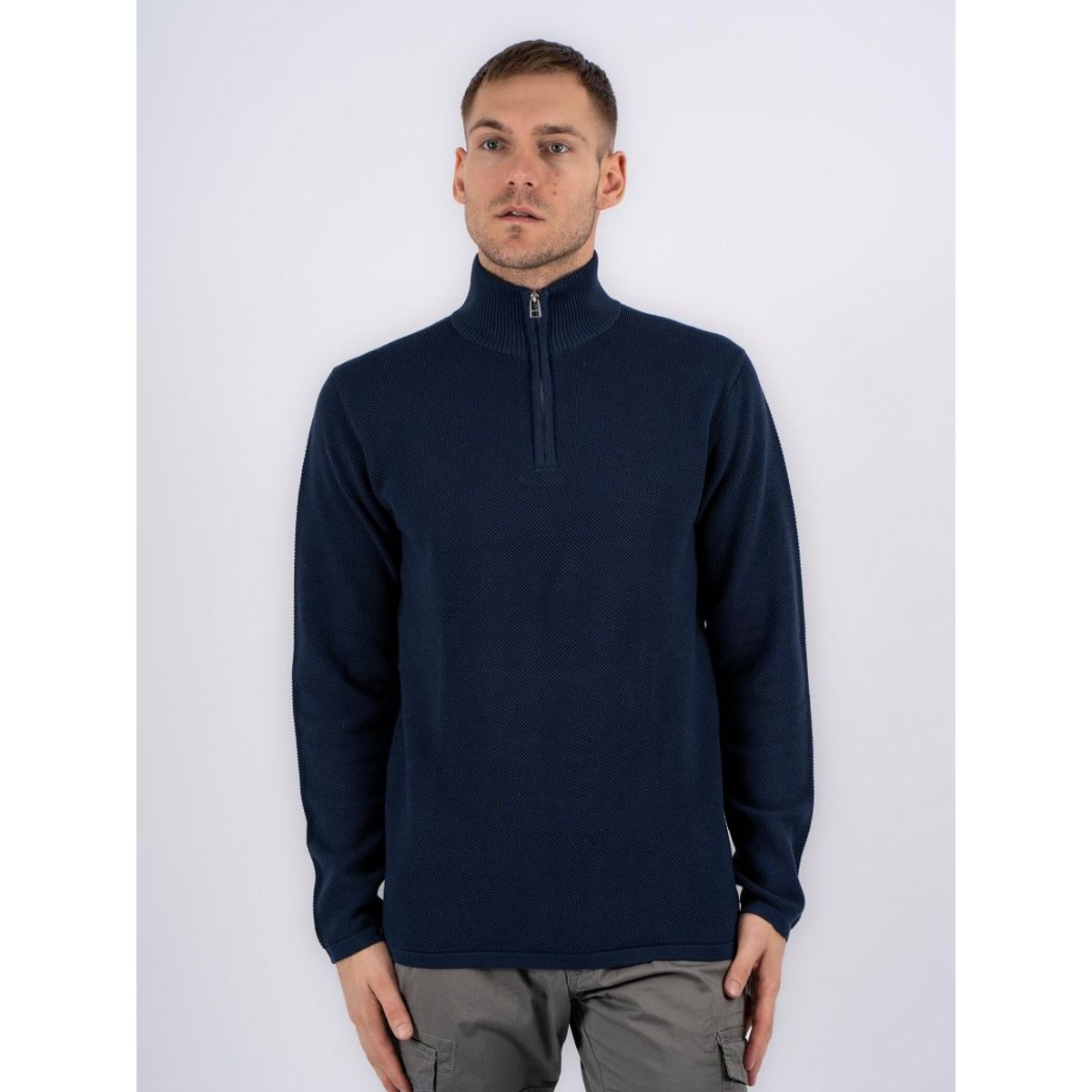 Marcus - Langdon Half Zip mørk blå - Herre - 2XL