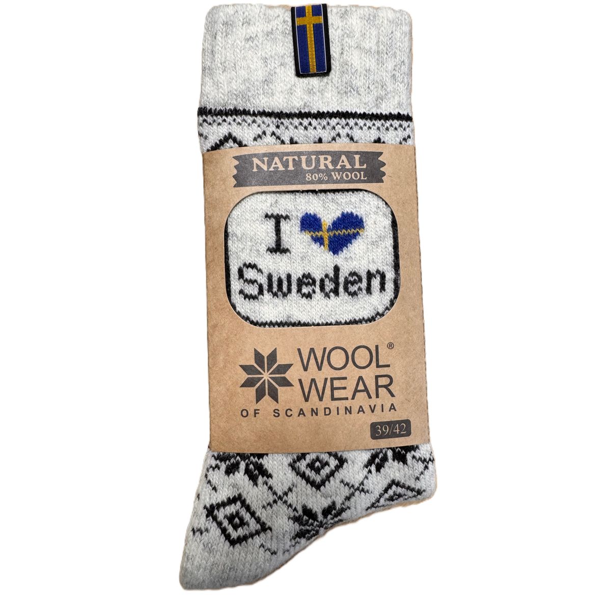 Wool Of Scandinavia Svenske Ragsokker M/ I Love Sweden-35-38