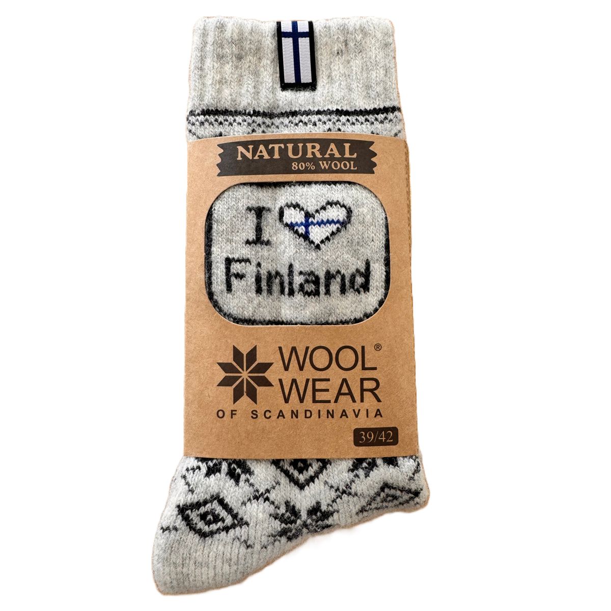 Wool Of Scandinavia Svenske Ragsokker M/ I Love Finland-43-46