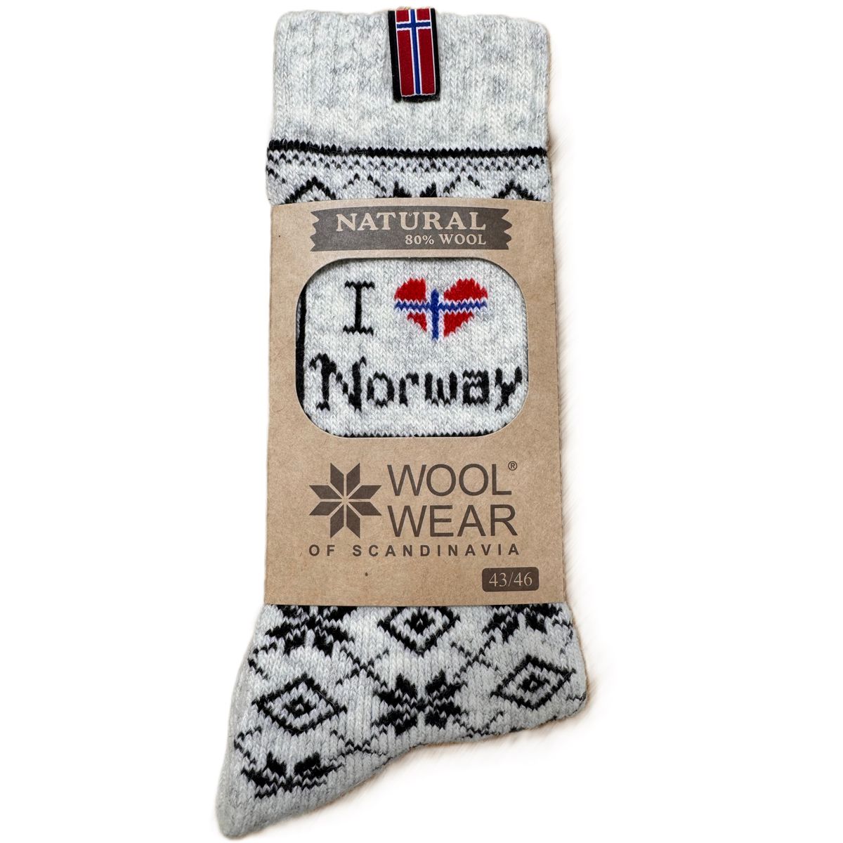 Wool Of Scandinavia Svenske Ragsokker M/ I Love Norway-35-38