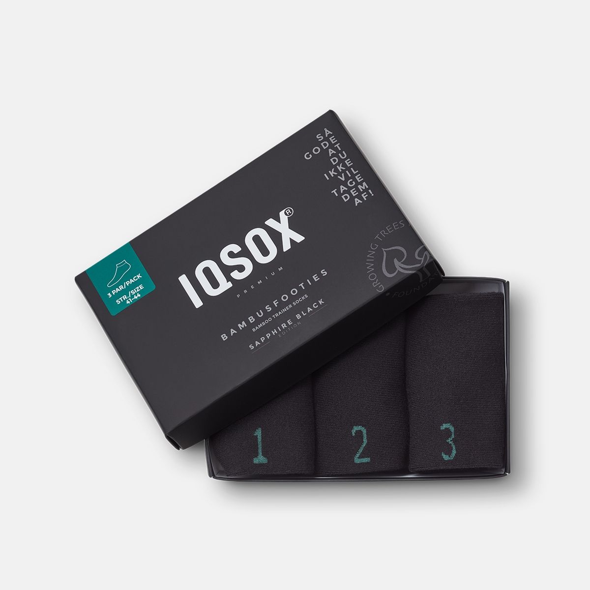 Iq Sox 3-pack Bambus Ankel Strømper Black_41-44