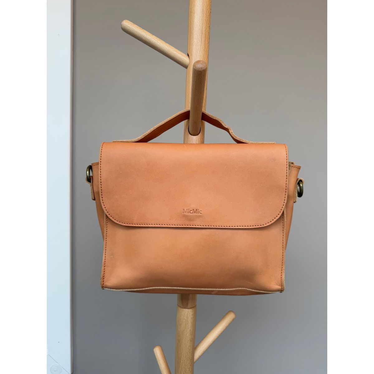 2. SORTERING: Cognac skuldertaske, Boro bag