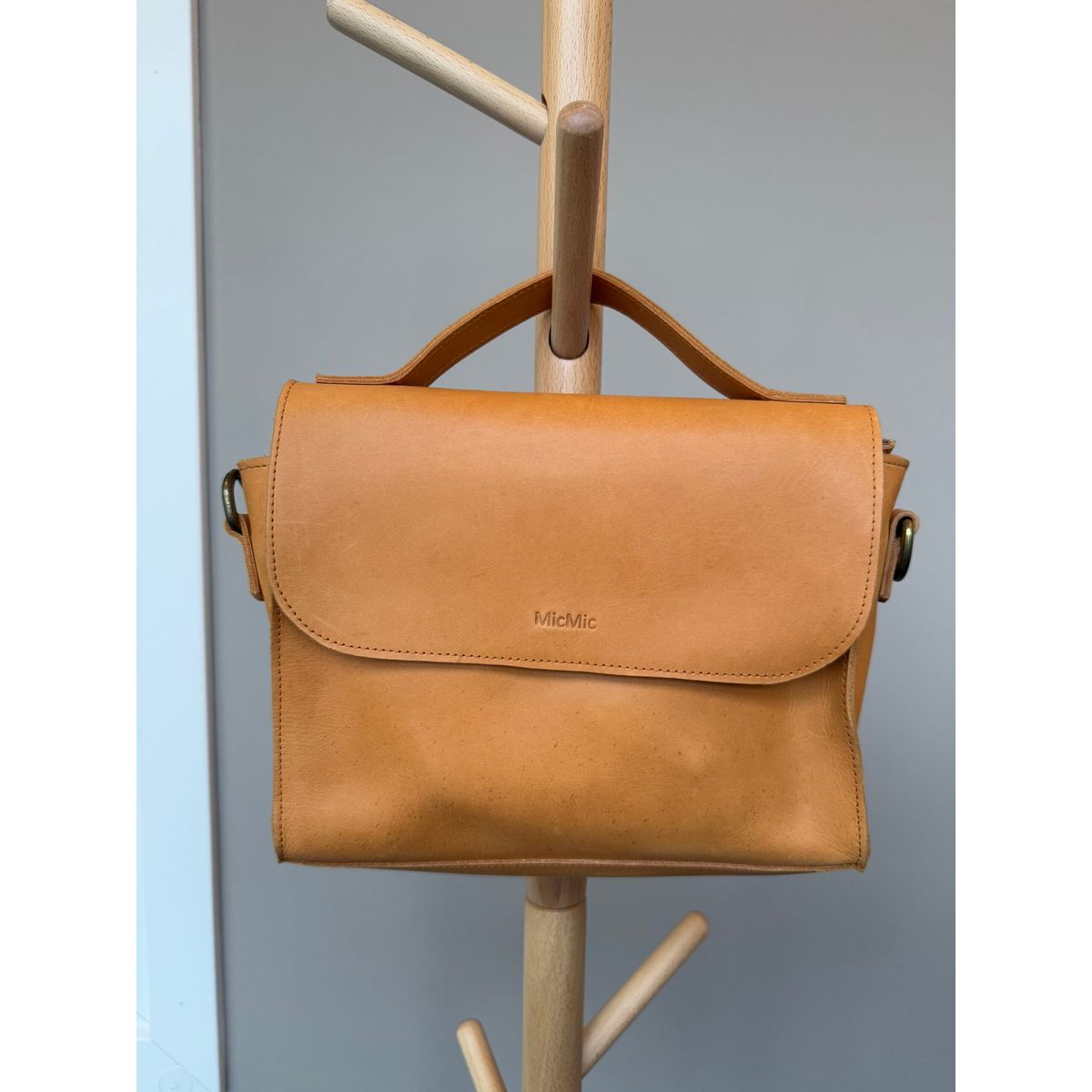 2. SORTERING: Cognac skuldertaske, Boro bag