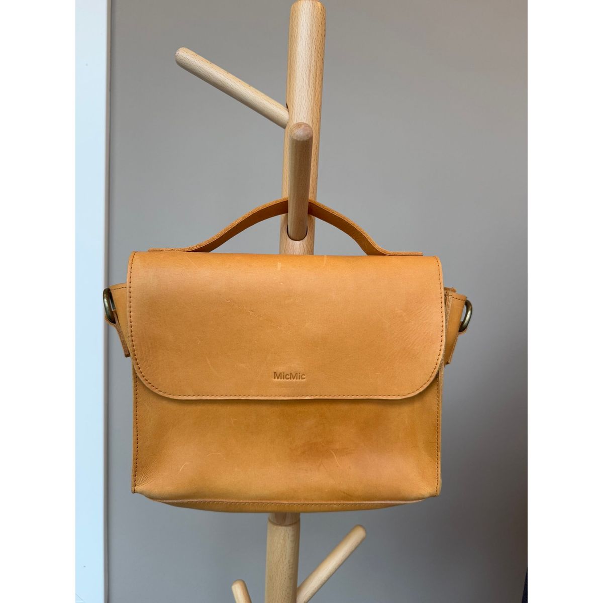 2. SORTERING: Cognac skuldertaske, Boro bag