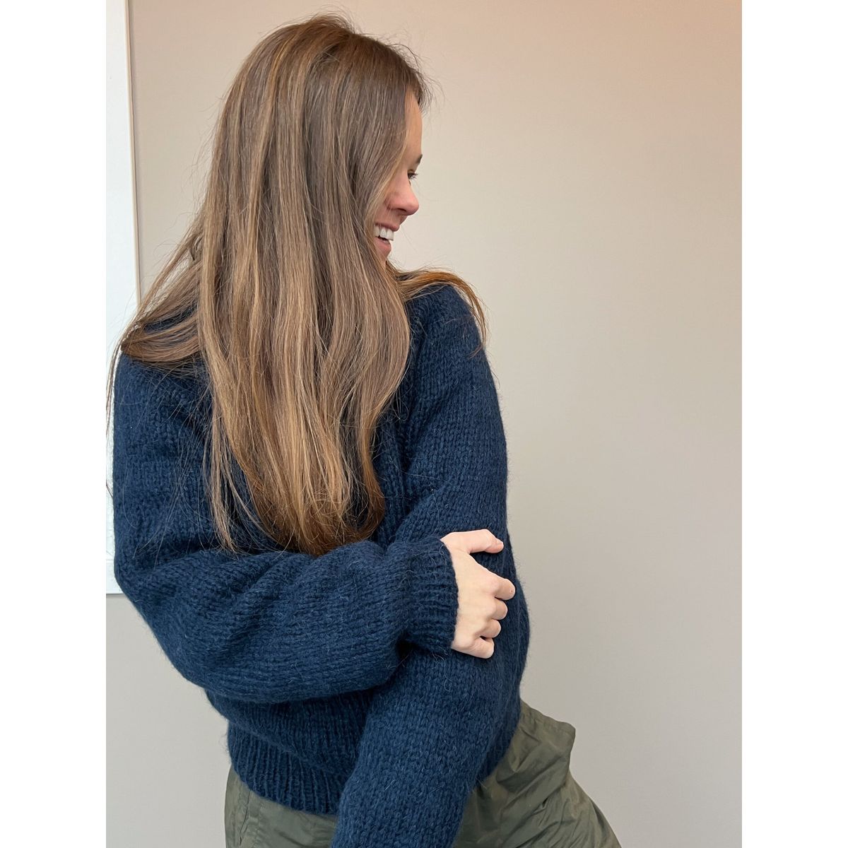 Uld/alpaca sweater - Mørkeblå