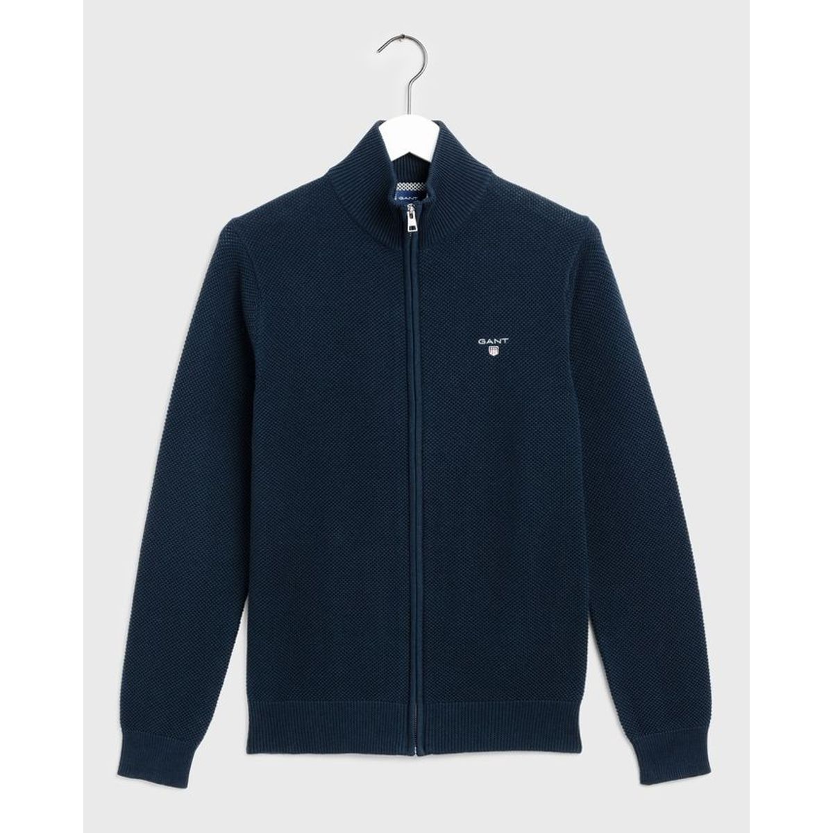 COTTON PIQUE ZIP CARDIGAN