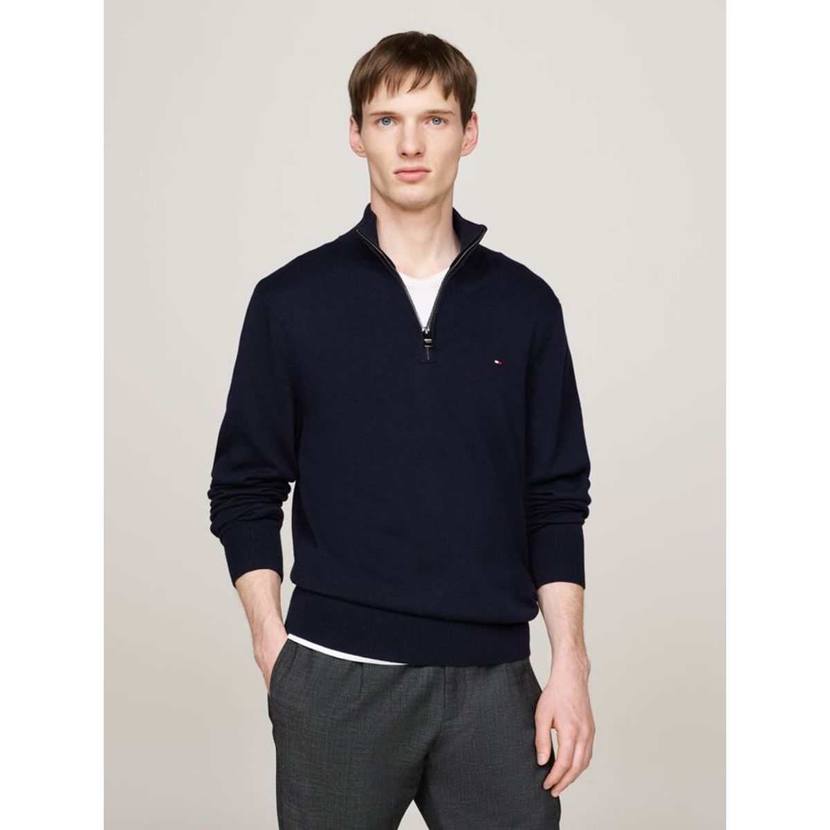 PIMA ORG CTN CASHMERE ZIP MOCK