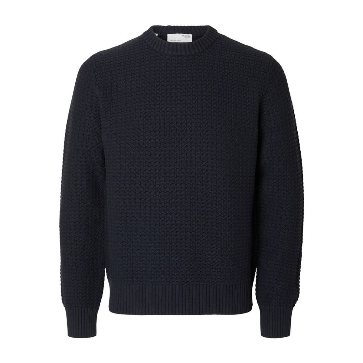 SLHTHIM LS KNIT STRUCTURE CREW NECK