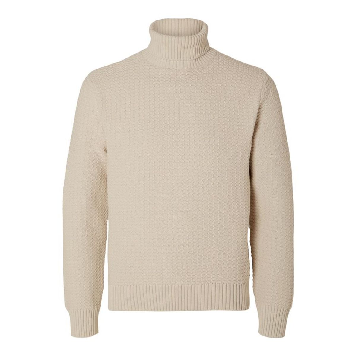 SLHTHIM LS KNIT STRUCTURE ROLL NECK