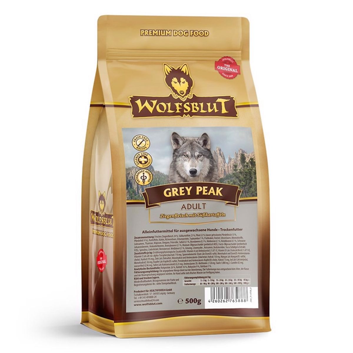 WolfsBlut Grey Peak Adult smagsprøve, 400g