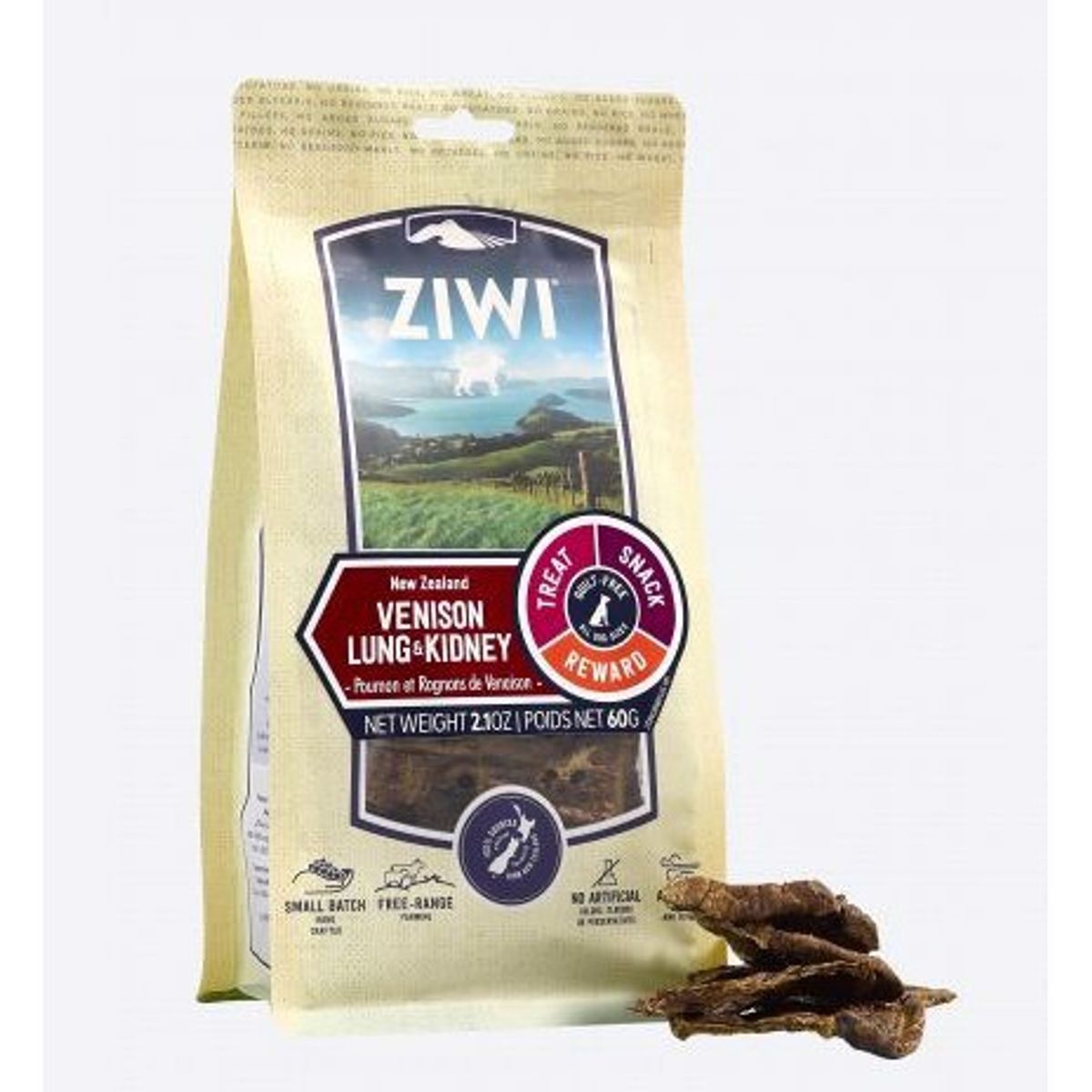 ZiwiPeak Treats Venison Lung, 60g - KORT DATO