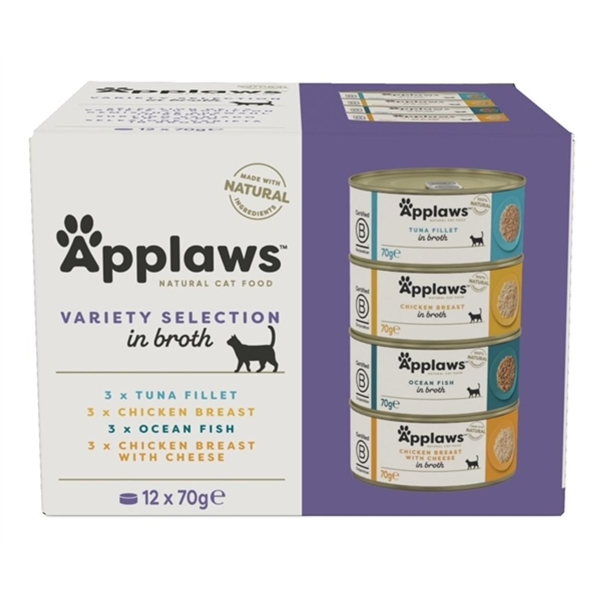 Applaws Cat Dåsemad, Selection in Broth,12x70g