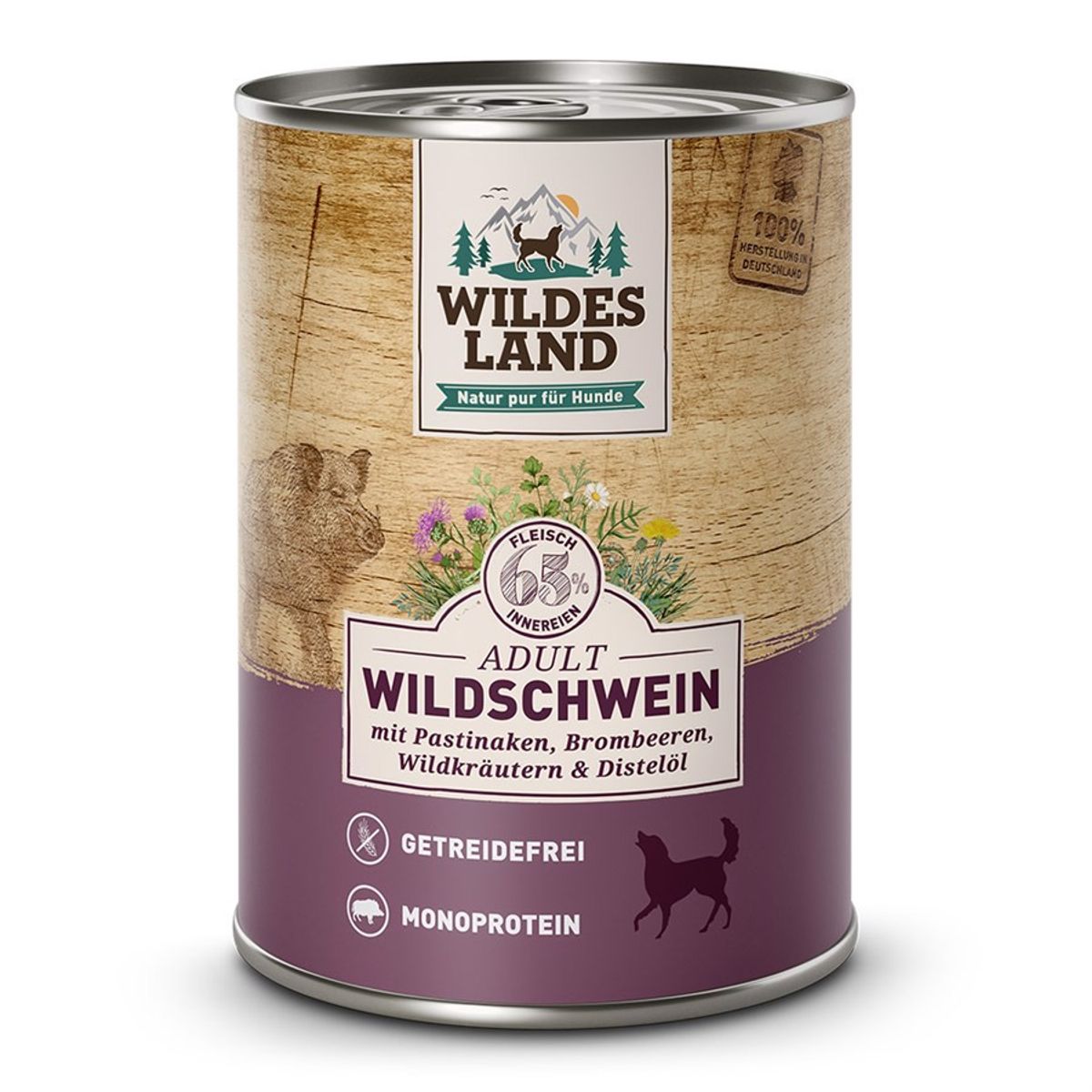 Wildes Land Classic Vildsvin dåsemad til hunde, 400g