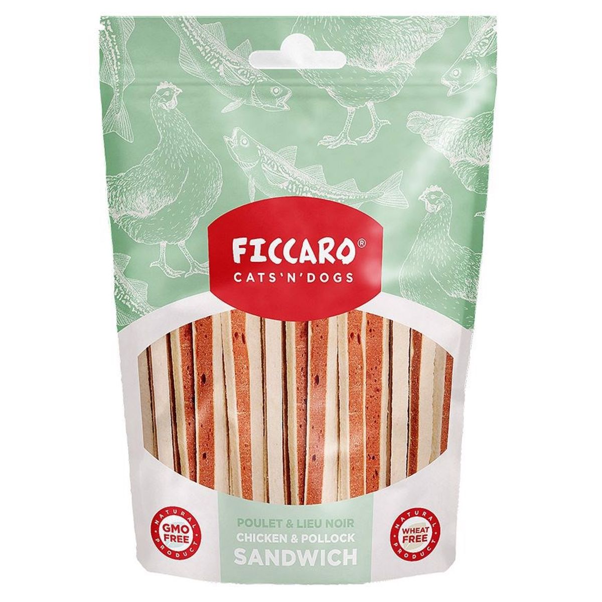 FICCARO Chicken and Pollock Sandwish, 100g