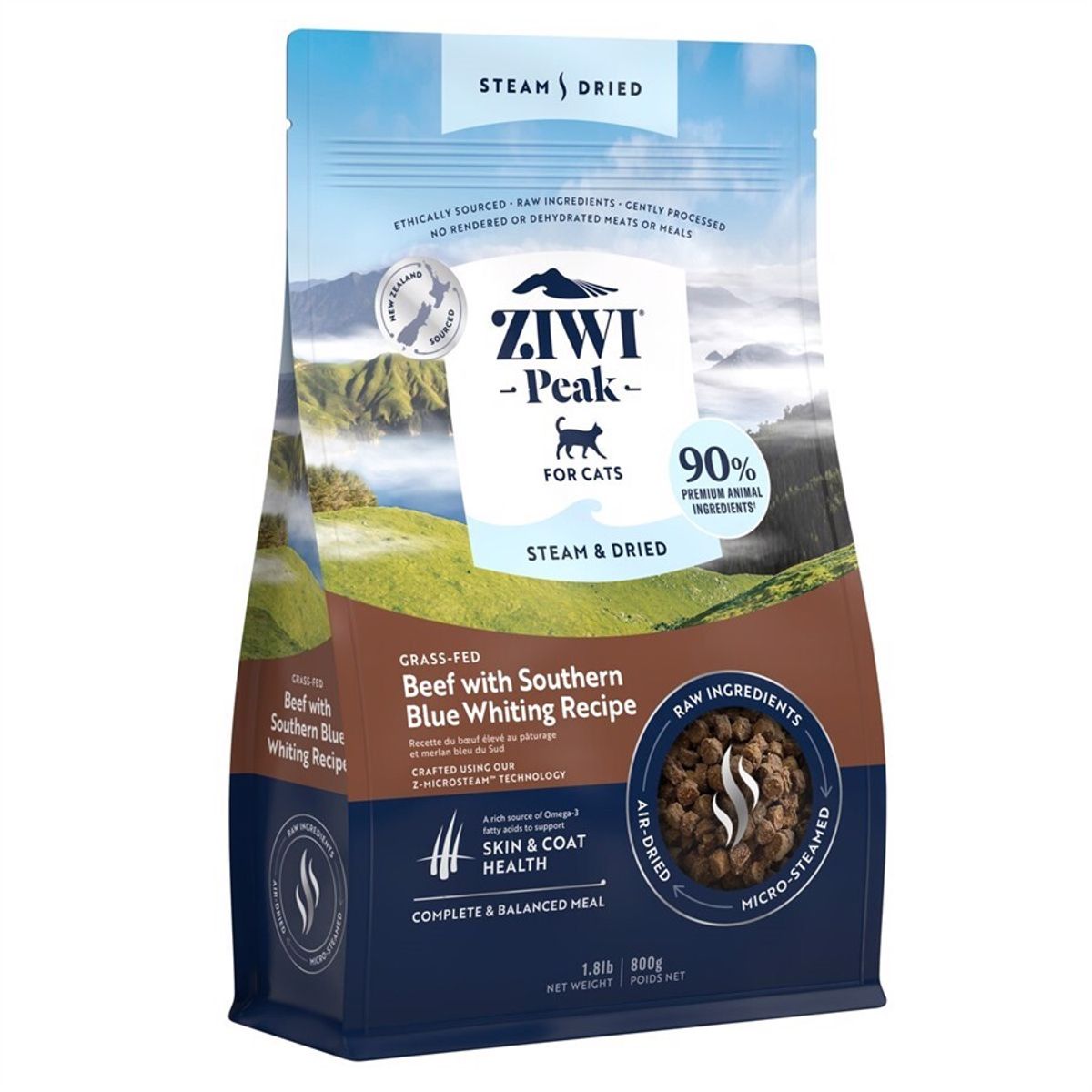 ZiwiPeak Cat Steam & Dried Beef, 800g