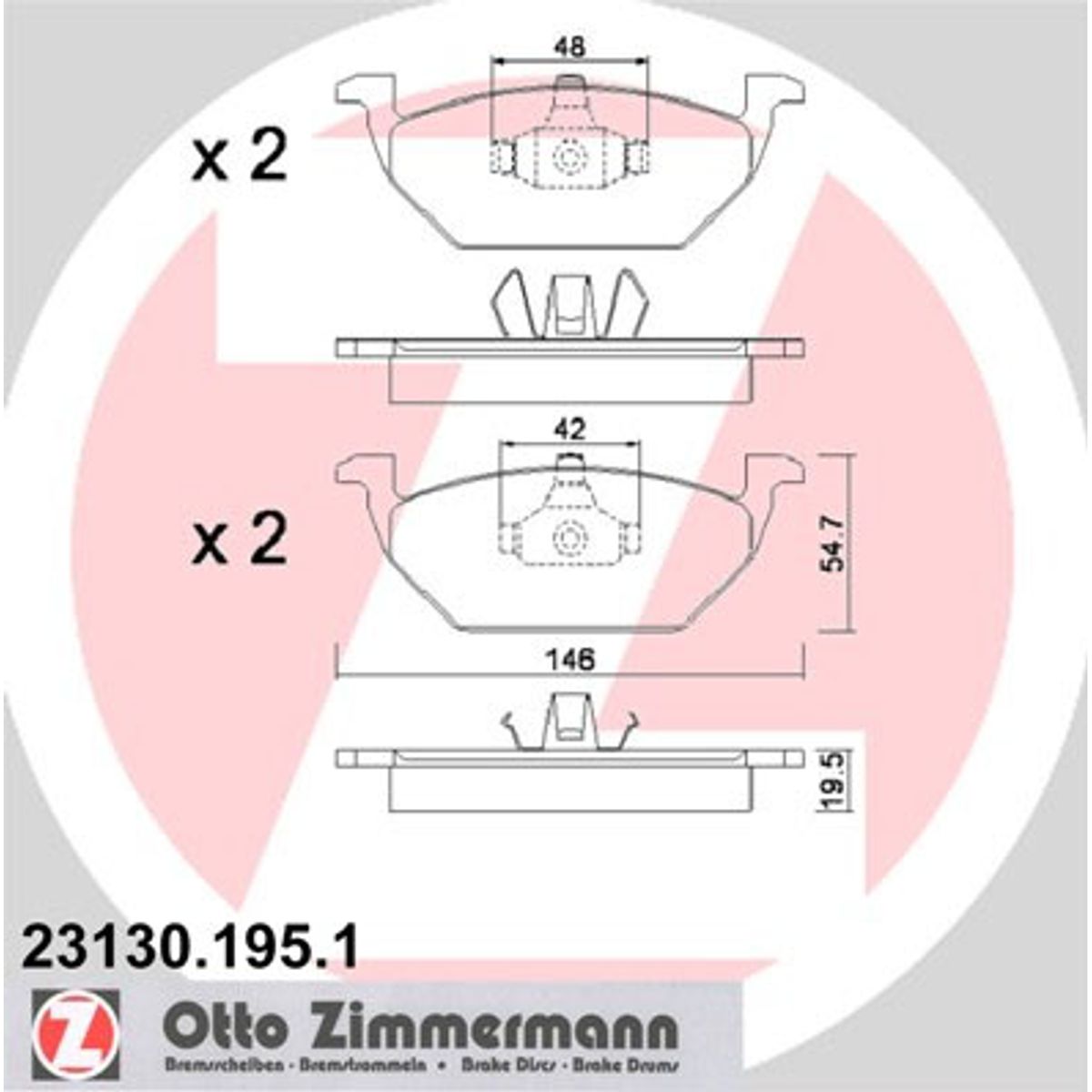 ZIMMERMANN Bremseklodser, foran (Sæt)