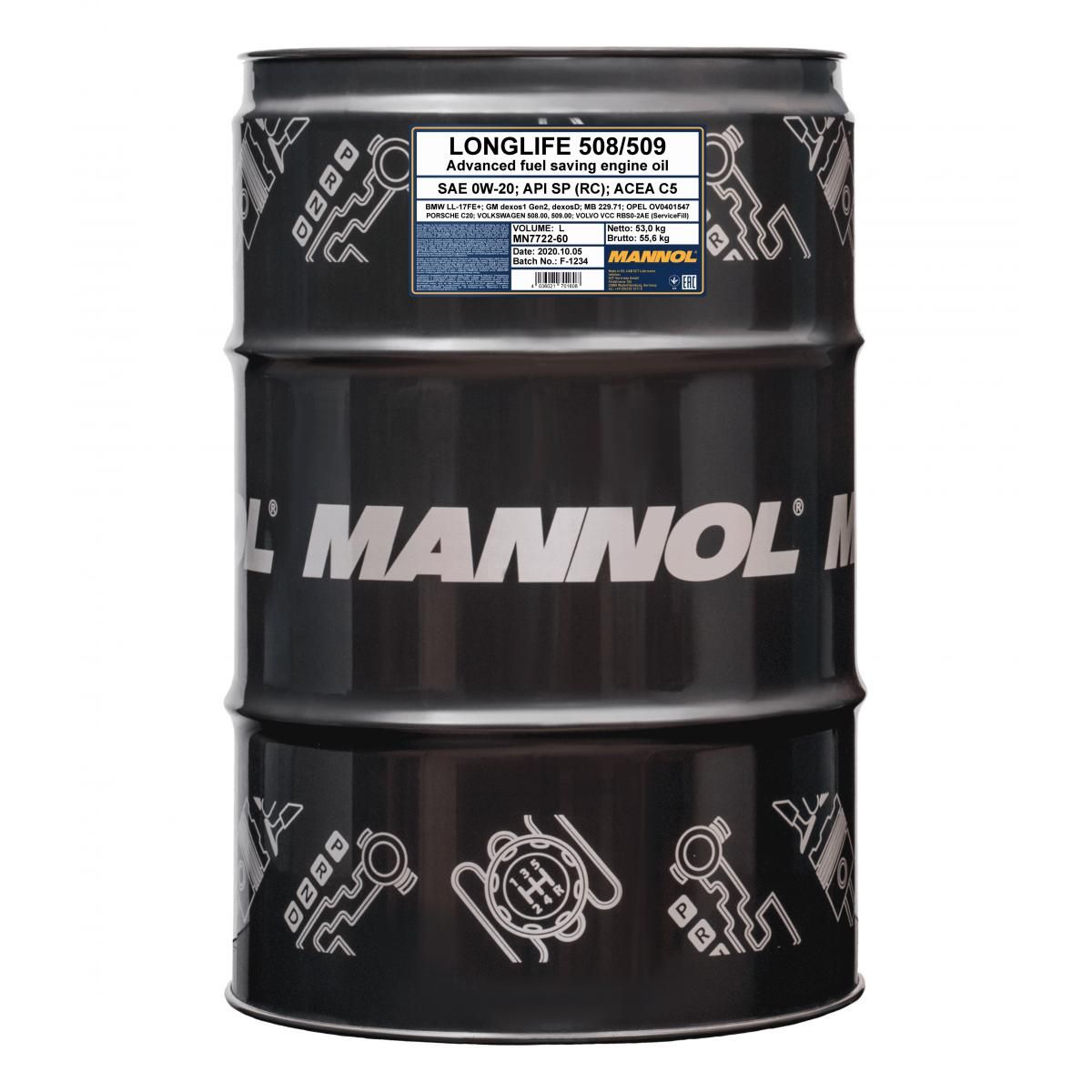 MANNOL Mannol 0W20 LL 508/509 60L