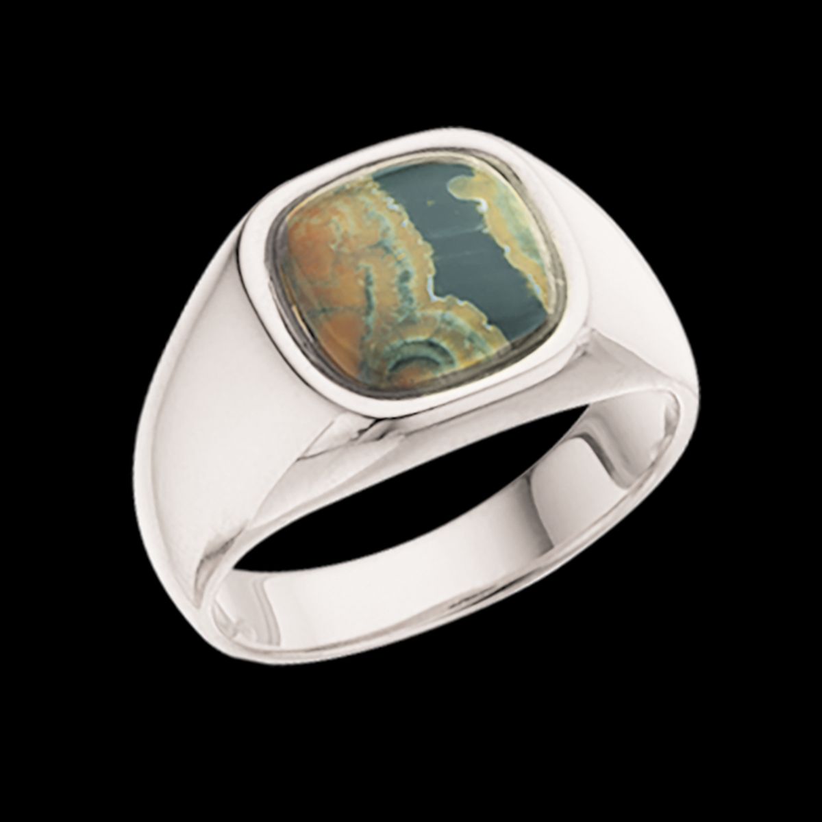 Scrouples Signet Sterling Sølv Herrering med Grøn Jasper