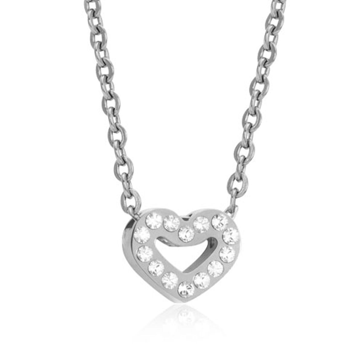 Blomdahl Brilliance Heart Hollow Halskæde i Rustfri Stål med Swarovski Krystaller