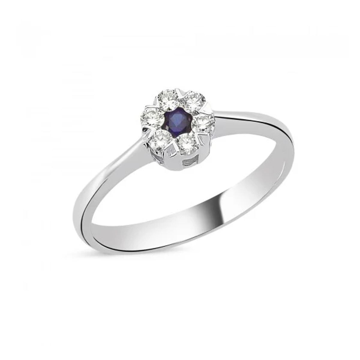 Nuran Flora Color Ring i 14 Karat Hvidguld med Safir og Diamanter 0,18 Carat W/SI