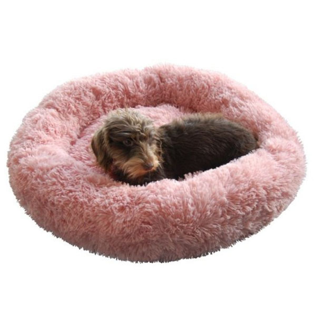 Fluffy hundeseng rosa-S