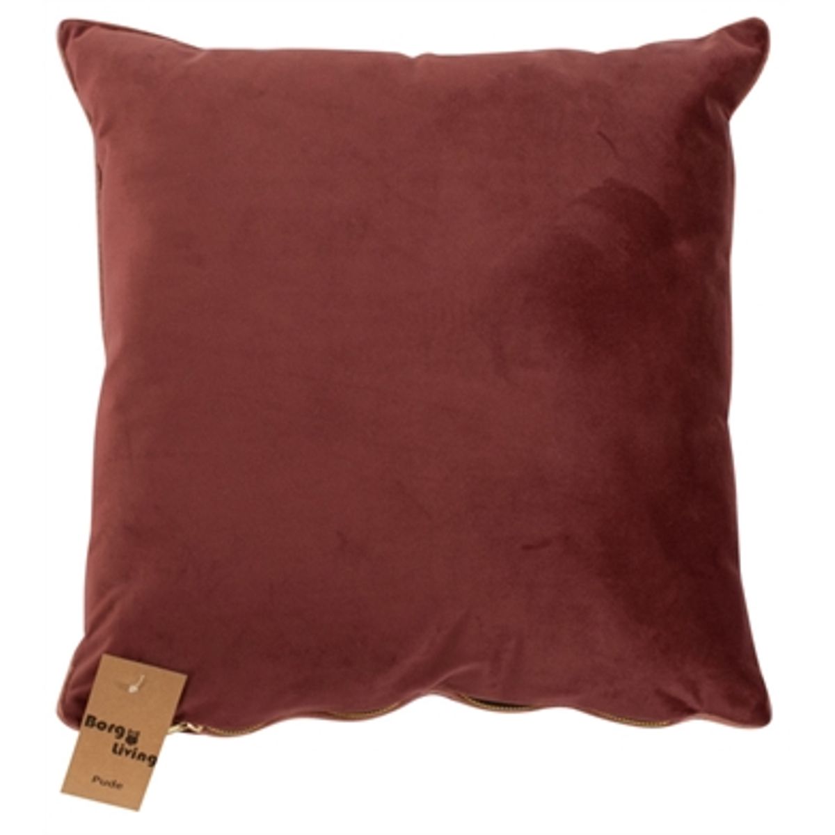 Pyntepude - 45x45 cm - Ensfarvet bordeaux - Velour - Borg Living