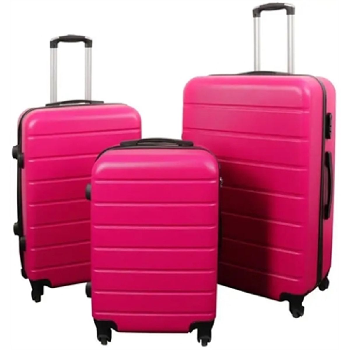 Kuffertsæt - 3 Stk. - Eksklusivt hardcase billige kufferter - Pink med striber