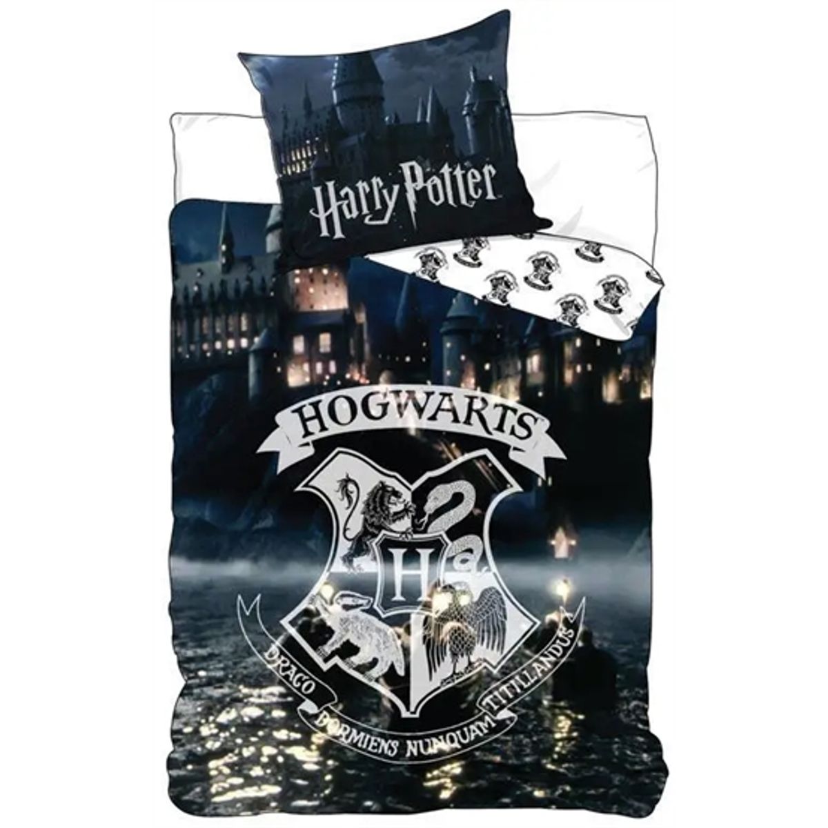 Harry Potter sengetøj - 140x200 cm - Hogwarts - 2 i 1 sengesæt - 100% bomuld