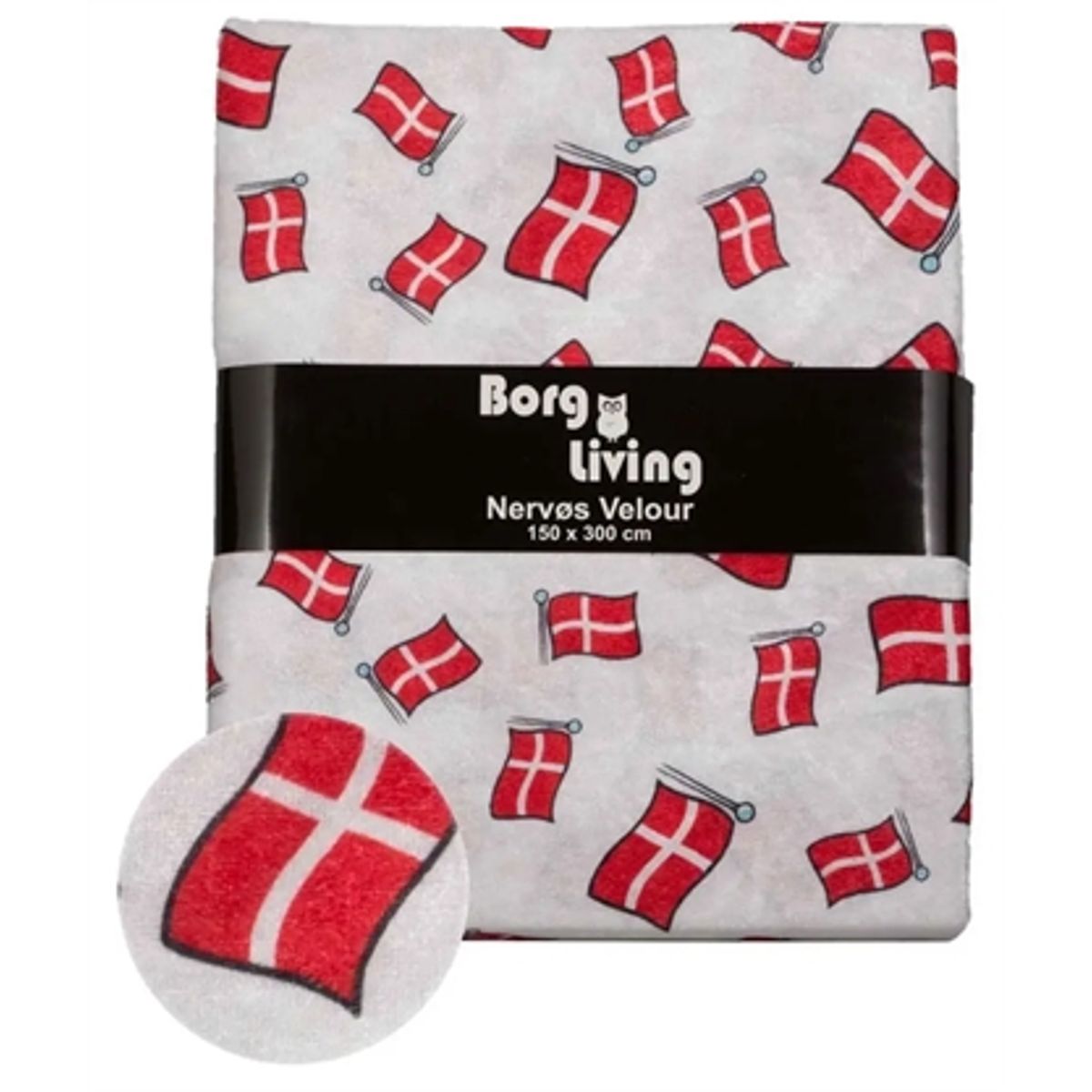 Fødselsdagsdug - Velour dug med flag - Nervøs velourdug - Pakke med 3 meter