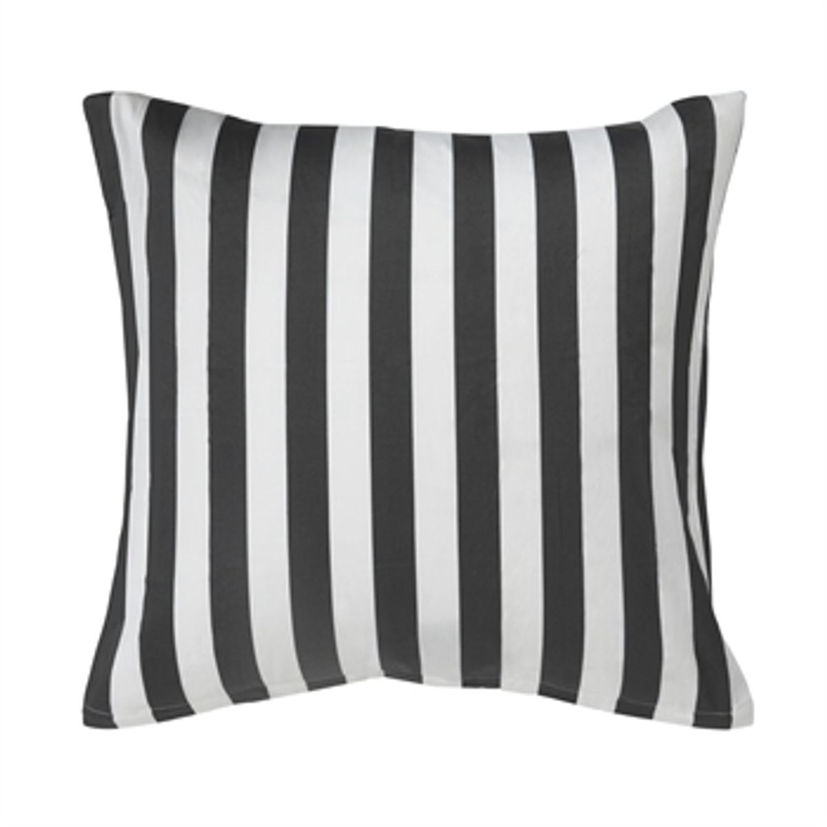 Pudebetræk 60x63 cm - Blødt bomuldssatin - Nordic Stripe - Mørkegråt og hvidt