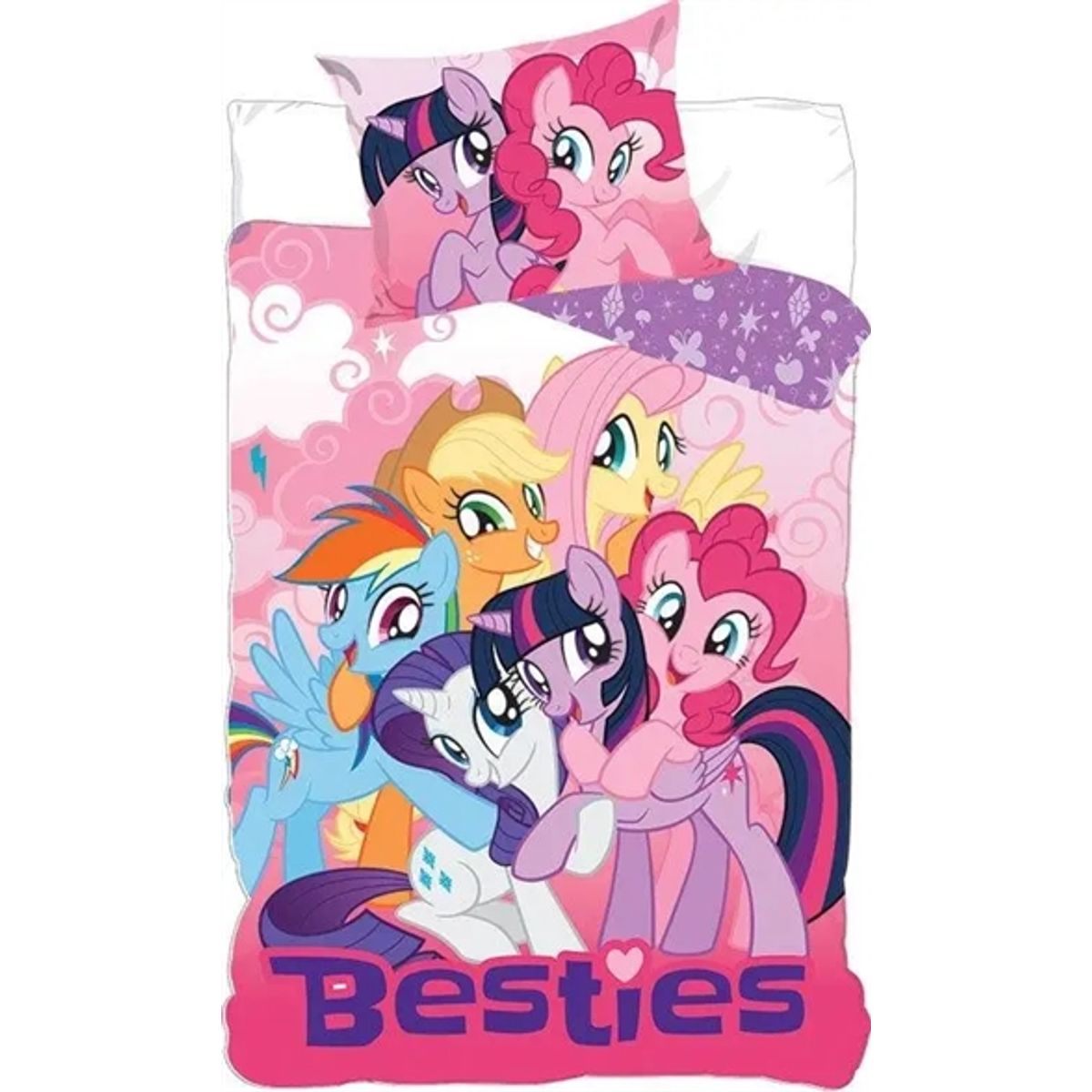 My little pony sengetøj - 150x210 cm - MLP Besties - 2 i 1 design - Sengesæt i 100% bomuld