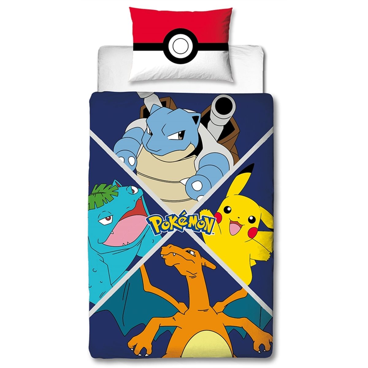 Pokemon Sengetøj - 150x210 cm - Sengetøj med 2 i 1 design - 100% bomuld