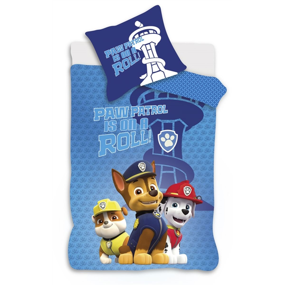 Paw Patrol Juniorsengetøj 100x140 cm - Paw Patrol Is on a roll - Vendbart design - 100% bomuld