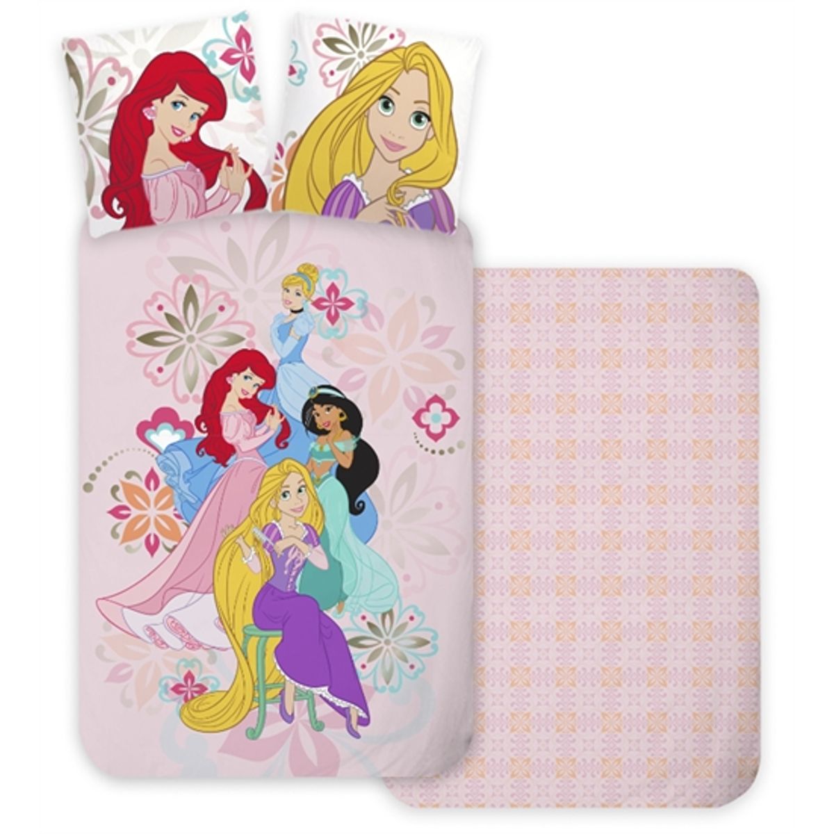 Prinsesse sengetøj 140x200 cm - Disney prinsesser - Vendbart design - 100% bomuld