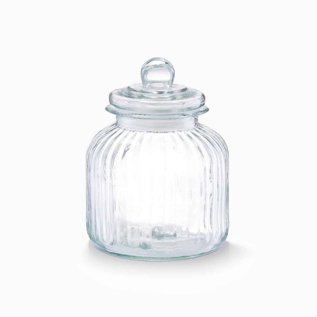 Lotte - Riflet opbevaringsglas - Transparent - 17,5cm x 17,5cm x 22cm