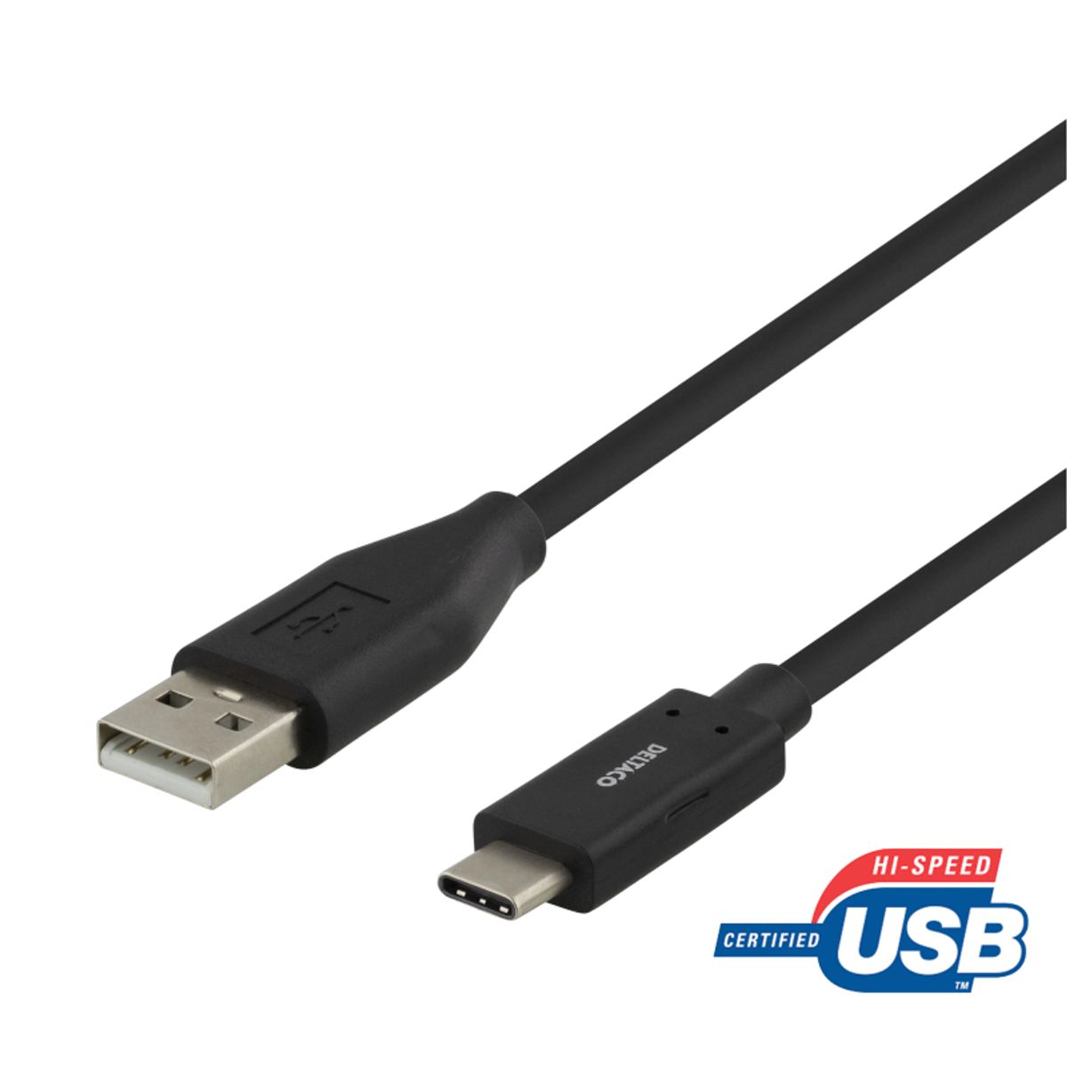 USB-C til USB-A kabel, 1 meter, sort