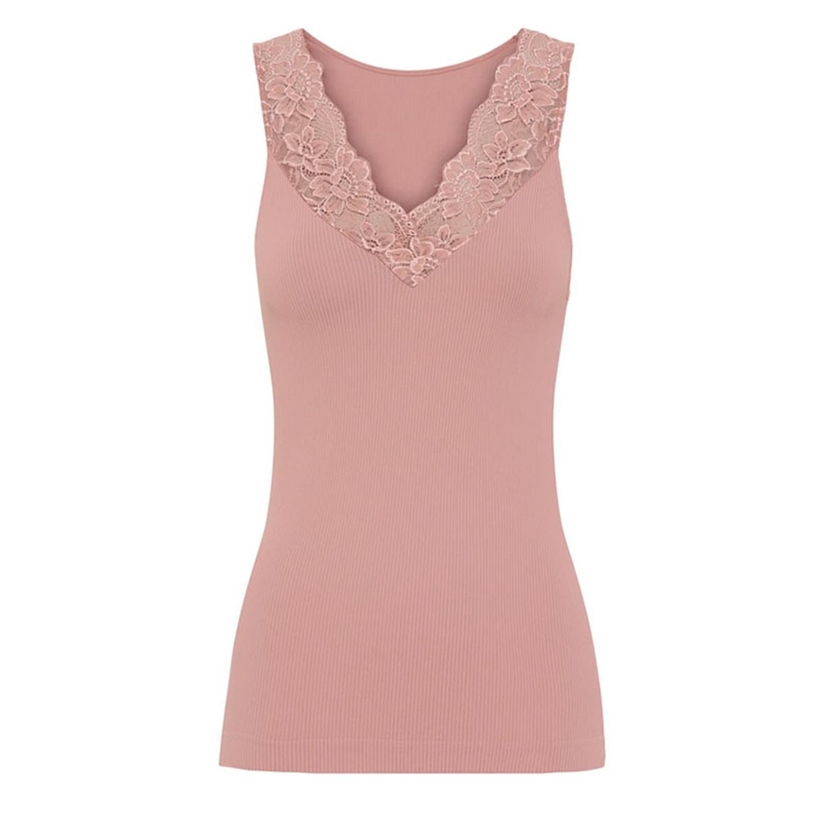 Tim & Simonsen - Belen ribtop V - blonde - Antik rosa