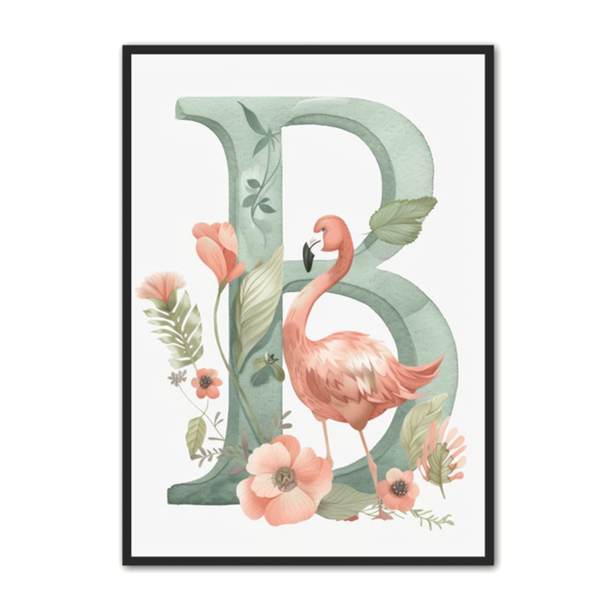 B Bogstav Plakat 20 - Flamingo