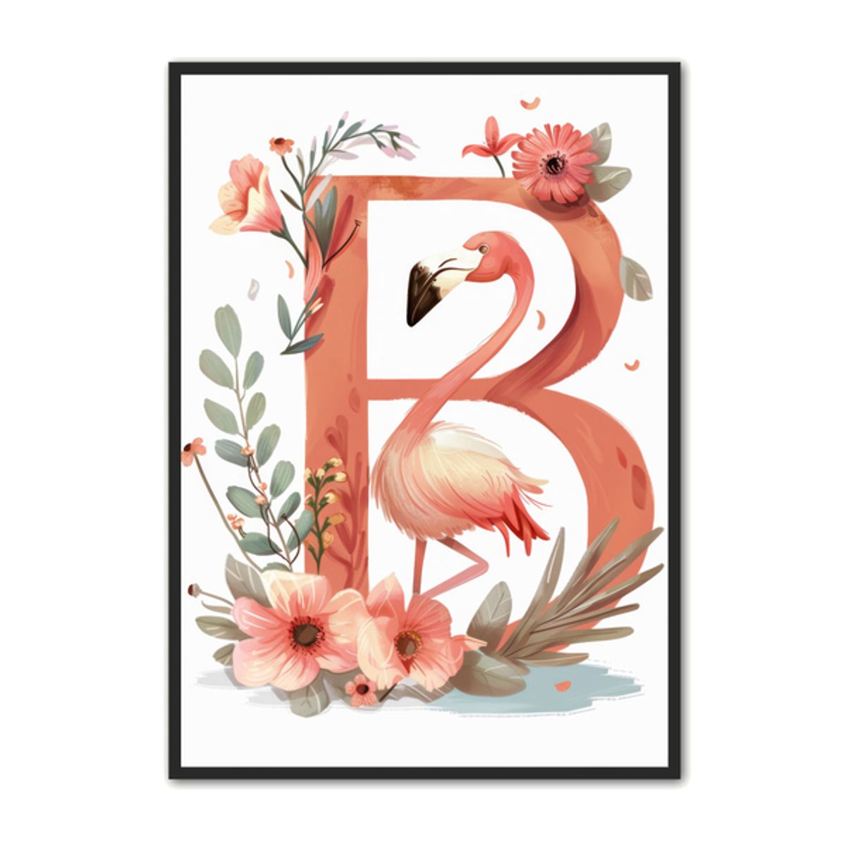 B Bogstav Plakat 29 - Flamingo